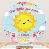 Notre petit soleil tourne une toile de fond d'anniversaire ronde